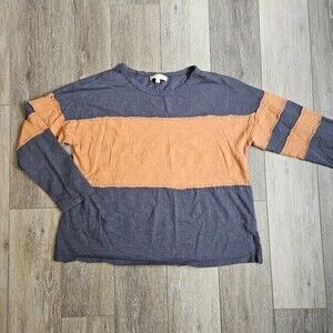 Hailey & Co Patchwork Oversized Long Sleeve Pullover Tee Shirt Women's Small